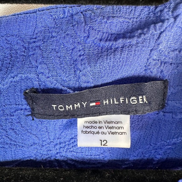 Tommy Hilfiger Womens 12 Cobalt Blue Floral Jacquard Puff Sleeve Sheath Dress - Picture 4 of 8